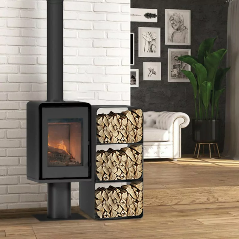 Domino Holzofen mit Sockel und integriertem 3-stufigem Holzlager – 8,5 kW, Kaminöfen aus dem ÖkoFEN Sortiment